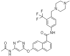 6-[[6-(乙酰氨基)-4-嘧啶基]氧基]-N-[4-[(4-甲基-1-哌嗪基)甲基]-3-(三氟甲基)苯基]-1-萘甲酰胺分子结构 (CAS 890129-26-7)