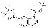 6-(4,4,5,5-四甲基-1,3,2-二氧硼杂环戊烷-2-基)-1H-吲唑-1-羧酸叔丁酯分子结构 (CAS 890839-29-9)