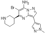 6-溴-3-(1-甲基-1H-吡唑-4-基)-5-(3S)-3-哌啶基吡唑并[1,5-a]嘧啶-7-胺分子结构 (CAS 891494-64-7)