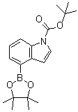 4-(4,4,5,5-四甲基-1,3,2-二氧硼杂环戊烷-2-基)-1H-吲哚-1-羧酸叔丁酯分子结构 (CAS 893441-86-6)
