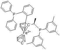 结构式 CAS# 894771-25-6, (R)-(+)-1-[(R)-2-(2'-二苯基膦基苯基)二茂铁]乙基二(3,5-二甲苯基)膦