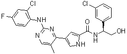 4-[2-[(2-氯-4-氟苯基)氨基]-5-甲基-4-嘧啶基]-N-[(1S)-1-(3-氯苯基)-2-羟基乙基]-1H-吡咯-2-甲酰胺分子结构 (CAS 896720-20-0)