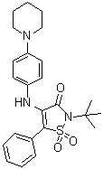 2-(1,1-Dimethylethyl)-5-phenyl-4-[[4-(1-piperidinyl)phenyl]amino]-3(2H)-isothiazolone 1,1-dioxide molecular structure (CAS 898800-26-5)