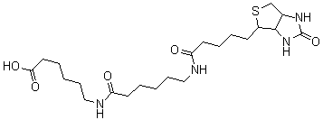 6-((6-((生物素基)氨基)己酰基)氨基)己酸分子结构 (CAS 89889-51-0)
