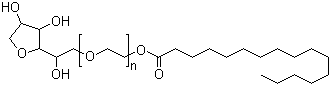 聚氧乙烯山梨糖醇酐单棕榈酸酯分子结构 (CAS 9005-66-7)
