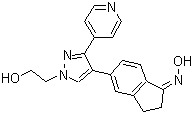 结构式 CAS# 905281-76-7, GDC-0879; 2,3-二氢-5-[1-(2-羟基乙基)-3-(4-吡啶基)-1H-吡唑-4-基]-1H-茚-1-酮肟