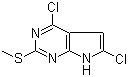 4,6-二氯-2-甲硫基-7H-吡咯并[2,3-d]嘧啶分子结构 (CAS 90662-12-7)