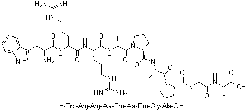 L-色氨酰-L-精氨酰-L-精氨酰-L-丙氨酰-L-脯氨酰-L-丙氨酰-L-脯氨酰甘氨酰-L-丙氨酸分子结构 (CAS 907625-69-8)