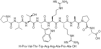 L-Prolyl-L-valyl-L-threonyl-L-tryptophyl-L-arginyl-L-arginyl-L-alanyl-L-prolyl-L-alanine molecular structure (CAS 907625-70-1)