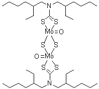 二[N,N-二(2-乙基己基)二硫代氨基甲酸基]二氧二-mu-硫化二钼分子结构 (CAS 90901-24-9)
