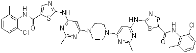 2,2'-[1,4-哌嗪二基双[(2-甲基-6,4-嘧啶二基)亚氨基]]双[N-(2-氯-6-甲基苯基)-5-噻唑甲酰胺]分子结构 (CAS 910297-61-9)