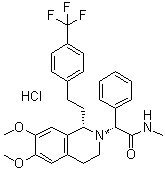 结构式 CAS# 913358-93-7, (alphaR,1S)-3,4-二氢-6,7-二甲氧基-N-甲基-alpha-苯基-1-[2-[4-(三氟甲基)苯基]乙基]-2(1H)-异喹啉乙酰胺单盐酸盐