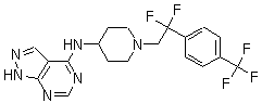 N-[1-[2,2-二氟-2-[4-(三氟甲基)苯基]乙基]-4-哌啶基]-1H-吡唑并[3,4-d]嘧啶-4-胺分子结构 (CAS 913574-42-2)