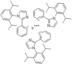 Tris[1-(2,6-diisopropylphenyl)-2-phenyl-1H-imidazole]iridium(III) molecular structure (CAS 914394-25-5)