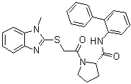 (2S)-N-[1,1'-Biphenyl]-2-yl-1-[2-[(1-methyl-1H-benzimidazol-2-yl)thio]acetyl]-2-pyrrolidinecarboxamide molecular structure (CAS 916141-36-1)