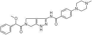 4-(4-甲基-1-哌嗪基)-N-[1,4,5,6-四氢-5-[(2S)-2-甲氧基-2-苯基乙酰基]吡咯并[3,4-c]吡唑-3-基]苯甲酰胺分子结构 (CAS 916995-51-2)