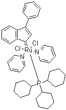 结构式 CAS# 920278-29-1, (OC-6-13)-(3-苯基-1H-茚-1-亚基)双(吡啶)(三环己基膦)二氯化钌