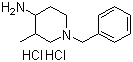 3-甲基-1-苯甲基-4-哌啶胺二盐酸盐分子结构 (CAS 92309-62-1)