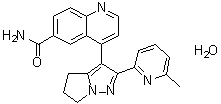 4-[5,6-Dihydro-2-(6-methyl-2-pyridinyl)-4H-pyrrolo[1,2-b]pyrazol-3-yl]-6-quinolinecarboxamide hydrate (1:1) molecular structure (CAS 924898-09-9)