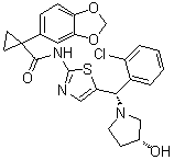1-(1,3-苯并二氧戊环-5-基)-N-[5-[(S)-(2-氯苯基)[(3R)-3-羟基-1-吡咯烷基]甲基]-2-噻唑基]环丙烷甲酰胺分子结构 (CAS 926664-32-6)