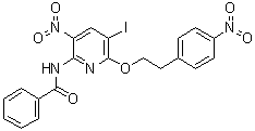 N-[5-碘-3-硝基-6-[2-(4-硝基苯基)乙氧基]-2-吡啶基]苯甲酰胺分子结构 (CAS 927186-55-8)
