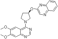6,7-二甲氧基-4-[(3R)-3-(2-喹喔啉基氧基)-1-吡咯烷基]喹唑啉分子结构 (CAS 927691-21-2)