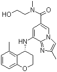结构式 CAS# 928774-43-0, PF 03716556; 8-[[(4R)-3,4-二氢-5-甲基-2H-1-苯并吡喃-4-基]氨基]-N-(2-羟基乙基)-N,2-二甲基咪唑并[1,2-a]吡啶-6-甲酰胺