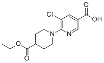 5-氯-6-[4-(乙氧羰基)哌啶基]烟酸分子结构 (CAS 931395-73-2)