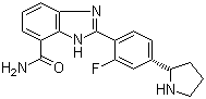 结构式 CAS# 934162-61-5, A 966492; 2-[2-氟-4-[(2S)-2-吡咯烷基]苯基]-1H-苯并咪唑-7-甲酰胺