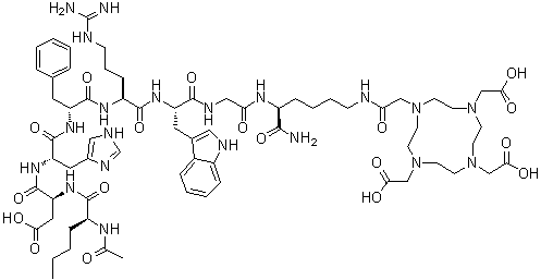 N-乙酰基-L-正亮氨酰-L-alpha-天冬氨酰-L-组氨酰-D-苯丙氨酰-L-精氨酰-L-色氨酰甘氨酰-N6-[2-[4,7,10-三(羧甲基)-1,4,7,10-四氮杂环十二烷-1-基]乙酰基]-L-赖氨酰胺分子结构 (CAS 935886-72-9)