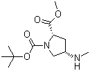 (2S,4S)-4-(甲基氨基)-1,2-吡咯烷二羧酸 1-叔丁酯 2-甲酯分子结构 (CAS 937799-61-6)