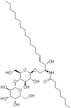 N-[(1S,2S,3E)-1-[[(4-O-beta-D-Galactopyranosyl-beta-D-glucopyranosyl)oxy]methyl]-2-hydroxy-3-heptadecen-1-yl]octanamide molecular structure (CAS 939036-94-9)