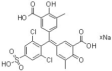 5-[(3-羧基-5-甲基-4-氧代-2,5-环己二烯-1-亚基)(2,6-二氯-4-磺基苯基)甲基]-2-羟基-3-甲基苯甲酸钠盐分子结构 (CAS 93917-98-7)