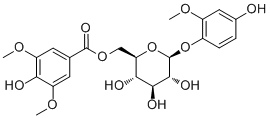 4'-羟基-2'-甲氧基苯酚 1-O-beta-D-(6-O-紫丁香酰)吡喃葡萄糖苷分子结构 (CAS 945259-61-0)