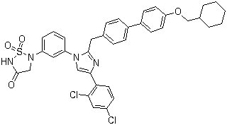 5-[3-[2-[[4'-(环己基甲氧基)[1,1'-联苯]-4-基]甲基]-4-(2,4-二氯苯基)-1H-咪唑-1-基]苯基]-1,2,5-噻二唑烷-3-酮 1,1-二氧化物分子结构 (CAS 945836-48-6)