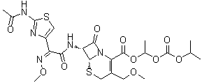 1-[[(1-Methylethoxy)carbonyl]oxy]ethyl (6R,7R)-7-[[(2Z)-2-[2-(acetylamino)-4-thiazolyl]-2-(methoxyimino)acetyl]amino]-3-(methoxymethyl)-8-oxo-5-thia-1-azabicyclo[4.2.0]oct-2-ene-2-carboxylate molecular structure (CAS 947692-15-1)