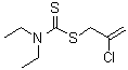 structure of CAS# 95-06-7, Vegadex;2-Chlorallyl diethyldithiocarbamate; 2-Chloroallyl N,N-diethyldithiocarbamate; 2-Chloroallyl diethyldithiocarbamate; CDEC; CP 4,742; Chlorallyl diethyldithiocarbamate; Diethyldithiocarbamic acid 2-chloroallyl ester; NSC 16085; Sulfallate; Thioallate; Vegadex; Vegadex super