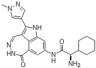 (alphaR)-alpha-氨基-N-[5,6-二氢-2-(1-甲基-1H-吡唑-4-基)-6-氧代-1H-吡咯并[4,3,2-ef][2,3]苯并二氮杂卓-8-基]环己烷乙酰胺分子结构 (CAS 952021-60-2)