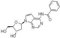 N-[7-(2-脱氧-beta-D-赤式-呋喃戊糖基)-7H-吡咯并[2,3-d]嘧啶-4-基]苯甲酰胺分子结构 (CAS 95261-09-9)
