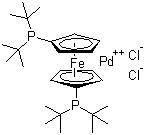 1,1'-双(二叔丁基膦)二茂铁二氯合钯分子结构 (CAS 95408-45-0)
