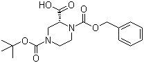 (R)-4-叔丁氧羰基-1-(苄氧羰基)哌嗪-2-羧酸分子结构 (CAS 954388-33-1)