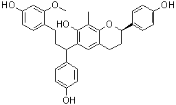 (2R)-3,4-二氢-6-[3-(4-羟基-2-甲氧基苯基)-1-(4-羟基苯基)丙基]-2-(4-羟基苯基)-8-甲基-2H-1-苯并吡喃-7-醇分子结构 (CAS 956103-75-6)
