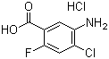5-氨基-4-氯-2-氟苯甲酸盐酸盐分子结构 (CAS 957120-34-2)