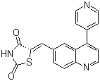 结构式 CAS# 958852-01-2, GSK 1059615; (5Z)-5-[[4-(4-吡啶基)-6-喹啉基]亚甲基]-2,4-噻唑烷二酮