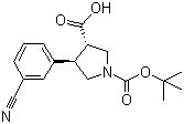 N-Boc-(3S,4R)-4-(3-氰基苯基)吡咯烷-3-羧酸分子结构 (CAS 959580-33-7)