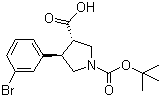 N-Boc-(3S,4R)-4-(3-溴苯基)吡咯烷-3-羧酸分子结构 (CAS 959582-16-2)