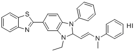 N-[(E)-2-[5-(1,3-苯并噻唑-2-基)-3-乙基-1-苯基-2H-苯并咪唑-2-基]乙烯基]-N-甲基苯胺氢碘酸盐分子结构 (CAS 959841-49-7)