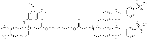(1R,1'R,2R,2'S)-2,2'-[1,5-戊烷二基二[氧基(3-氧代-3,1-丙烷二基)]]二[1-[(3,4-二甲氧基苯基)甲基]-1,2,3,4-四氢-6,7-二甲氧基-2-甲基-异喹啉鎓]二苯磺酸盐分子结构 (CAS 96946-44-0)