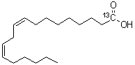 (Z,Z)-9,12-十八碳二烯-1-酸(羧基碳-13)分子结构 (CAS 98353-71-0)
