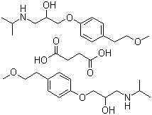 结构式 CAS# 98418-47-4, 琥珀酸美托洛尔; 1-异丙氨基-3-[对-(2-甲氧乙基)苯氧基]-2-丙醇琥珀酸盐